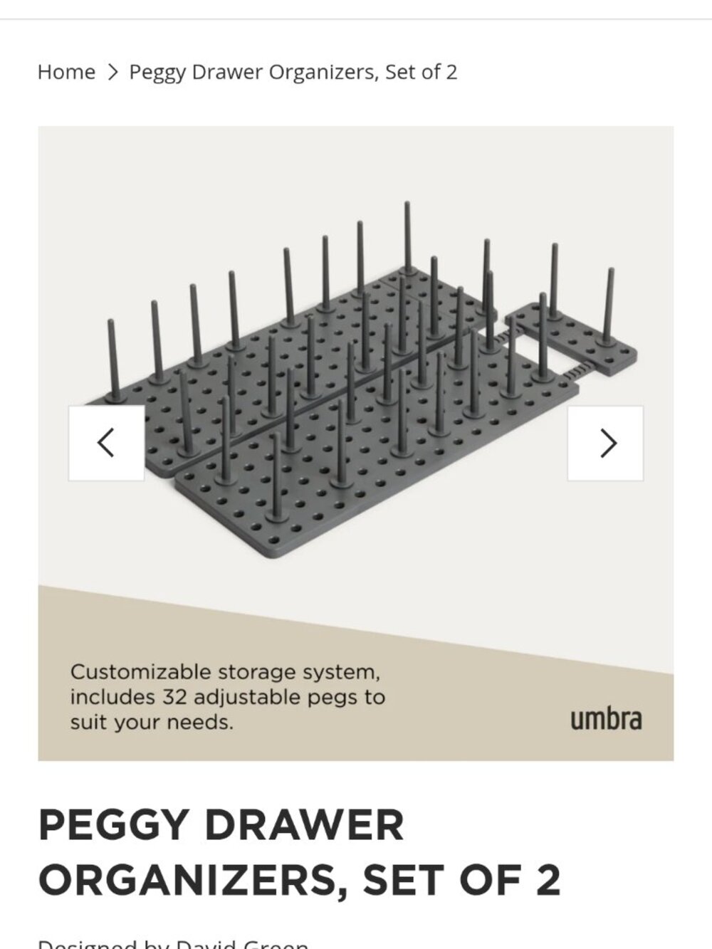 Set of 2, Umbra Peggy Drawer Organizers